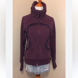 Lululemon Cuddle Up Women's Plum Jacket with Fleece High Collar sz 6
